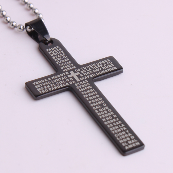 8(499)9387578 Купить библейский крест из ювелирной стали 316l черного цвета от  - заказать