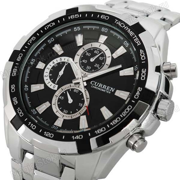 8(499)9387578 Купить (curren) мужские круглые наручные часы серебристый браслет-белые от  - заказать