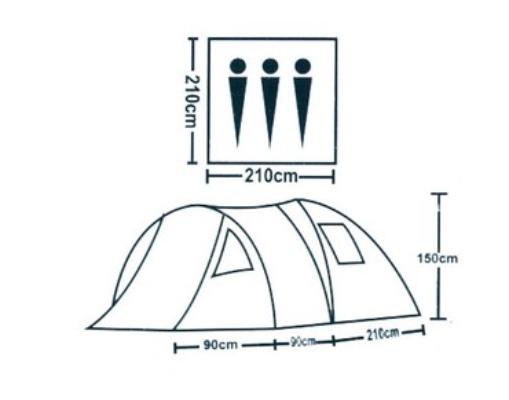 8(499)9387578 Купить туристическая палатка 3 местная lanyu ly-1912 390*210*150см от  - заказать