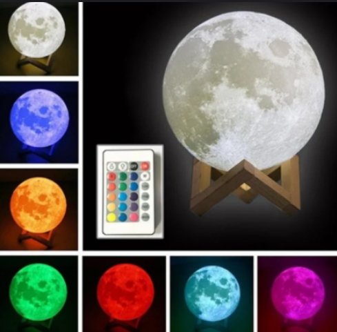 8(499)9387578 Купить светильник- ночник луна "3d moon lamp" 15 см меняет цвета ( с пультом) от  - заказать