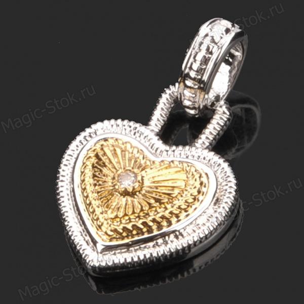 8(499)9387578 Купить кулон сердце серебро + золото от  - заказать