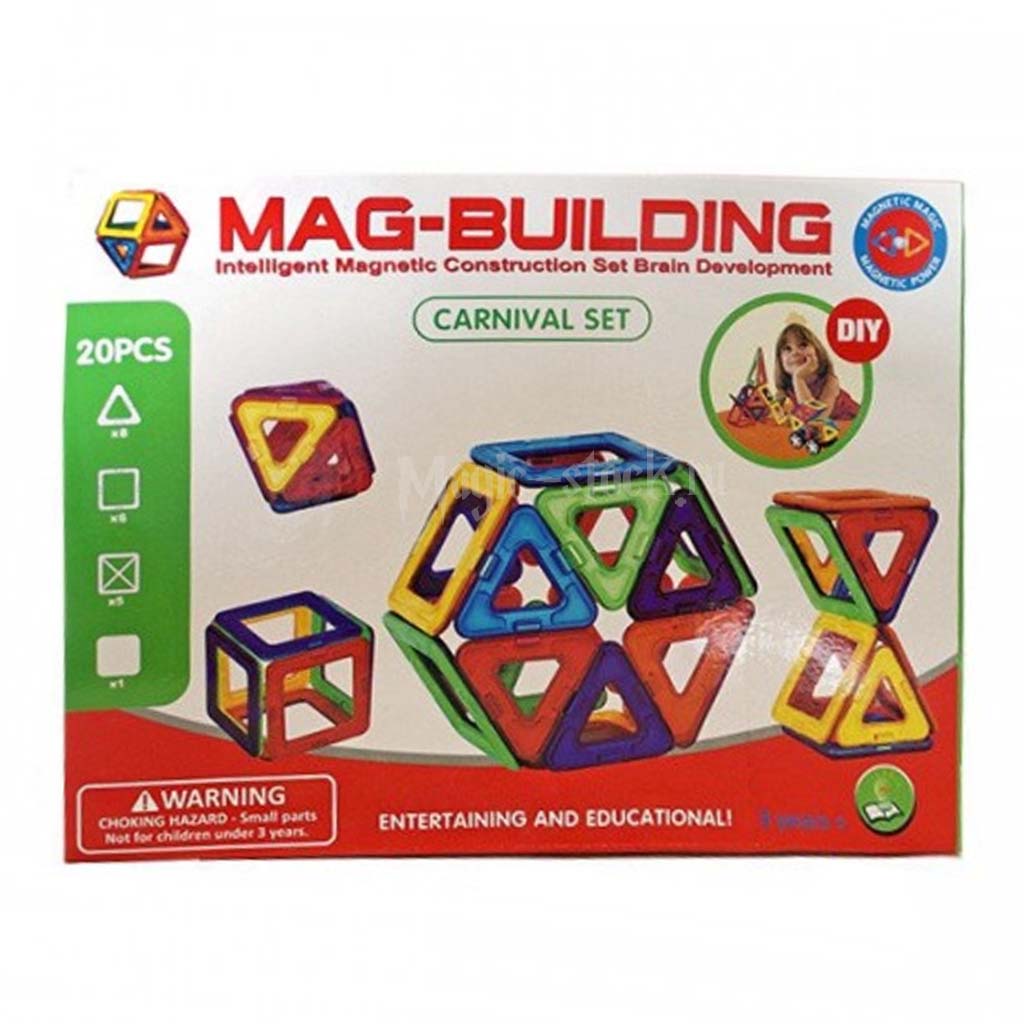 8(499)9387578 Купить mag-building 20 магнитный конструктор маг-билдинг 20 деталей от  - заказать