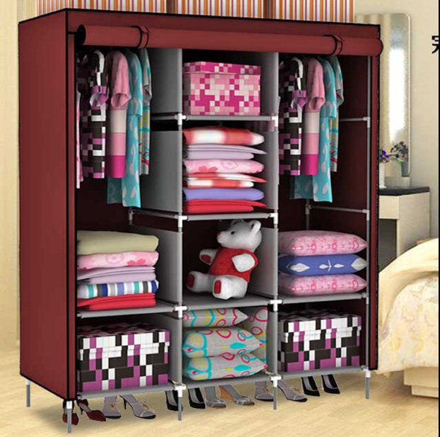 8(499)9387578 Купить складной каркасный тканевый шкаф storage wardrobe burgundy от 2 715 руб. - заказать