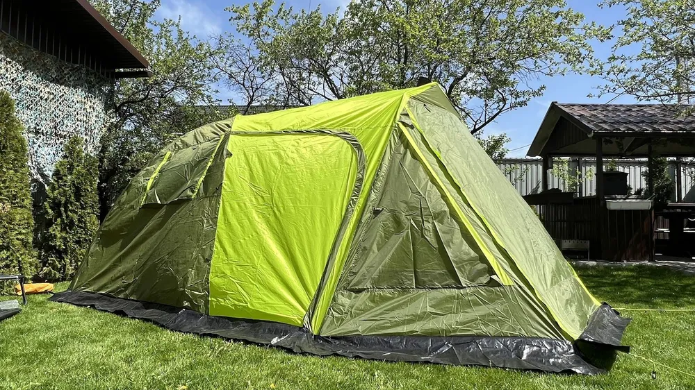 8(499)9387578 Купить палатка туристическая 4 местная, 90/90/220x25x155см цвет зеленый от  - заказать