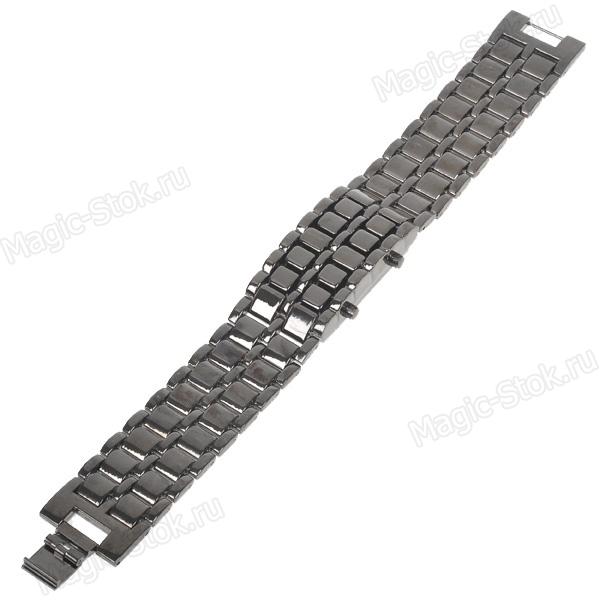 8(499)9387578 Купить led-часы iron samurai. стильные светодиодные часы, браслет из нержавеющей стали черные+синий от  - заказать