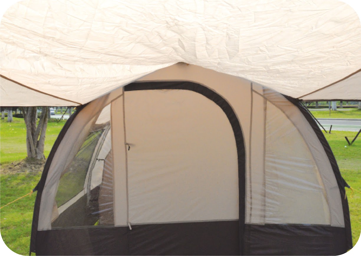 8(499)9387578 Купить палатка 6 местная 350x220x160см с большим тамбуром и навесом серая от  - заказать