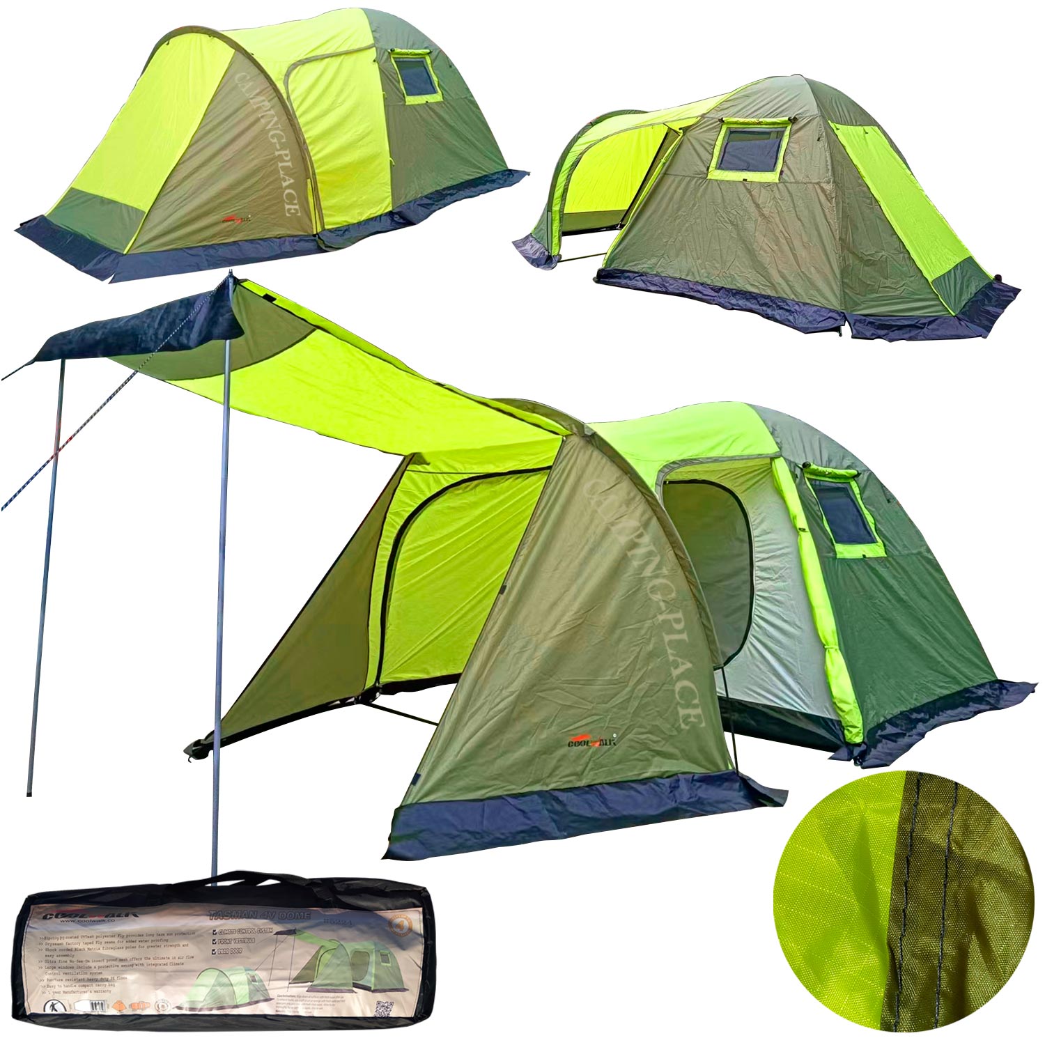 8(499)9387578 Купить палатка 4-местная (120+90+235)х240х190cm высокая с увеличенным тамбуром coolwalk от  - заказать