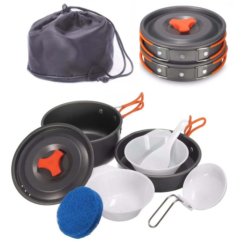 8(499)9387578 Купить кастрюля + сковорода + чашки для кемпинга - набор компактной алюминиевой посуды coolwalk от  - заказать