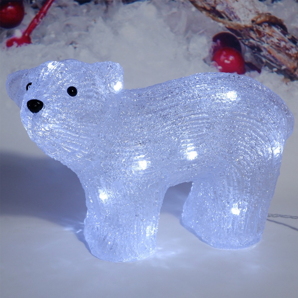 8(499)9387578 Купить белый медведь светодиодная фигура светящаяся акриловая 30 см (30х20х11см) 3d от  - заказать