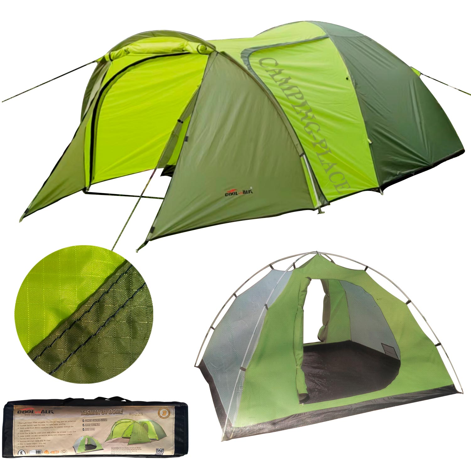 8(499)9387578 Купить палатка 3-местная (120+90+215)х235х150cm с увеличенным тамбуром coolwalk от  - заказать