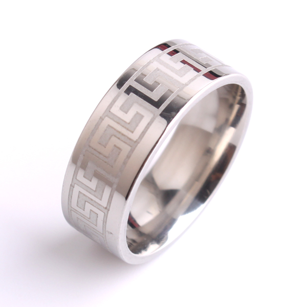 8(499)9387578 Купить кольцо из ювелирной стали с узором-8мм от  - заказать