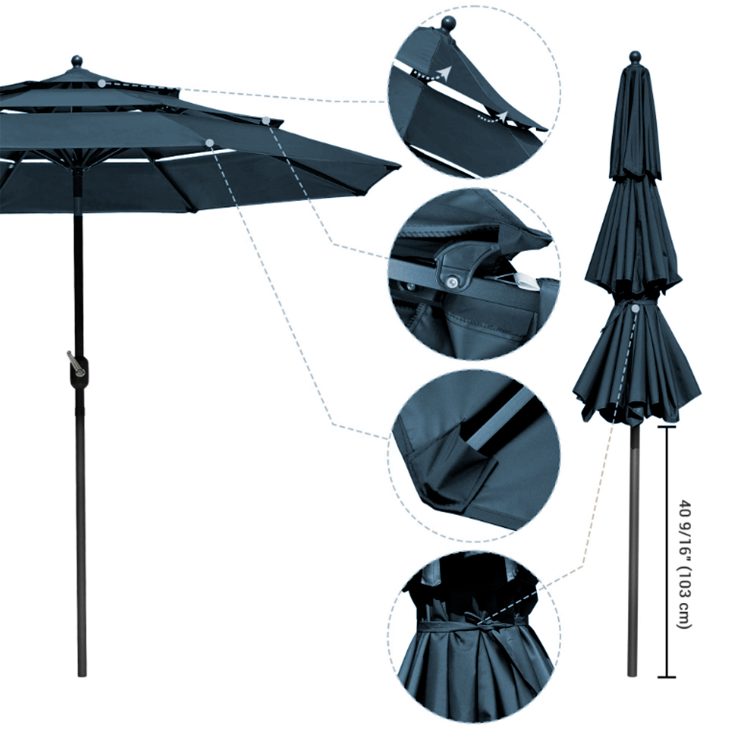 8(499)9387578 Купить зонт садовый 3м с наклоном coolwalk синий от  - заказать