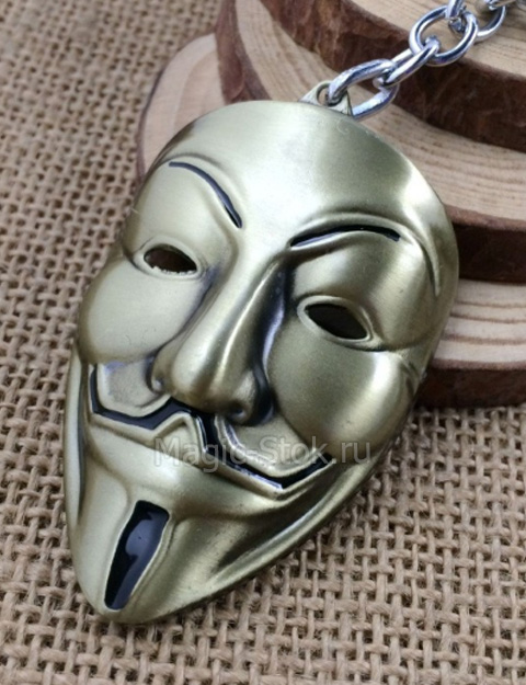 8(499)9387578 Купить кулон маска гая фокса v значит вендетта - бронзового цвета от  - заказать