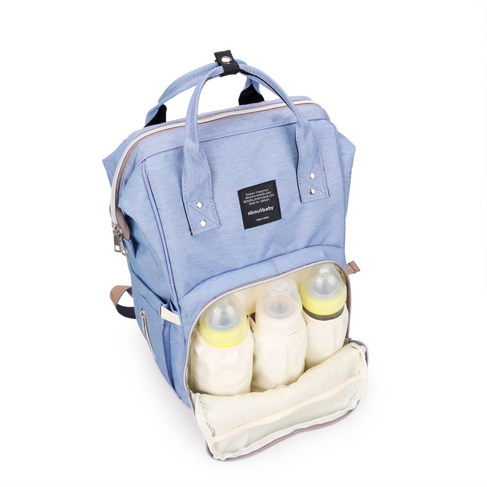 8(499)9387578 Купить сумка-рюкзак для мамы maitedi с креплениями для коляски голубая от  - заказать