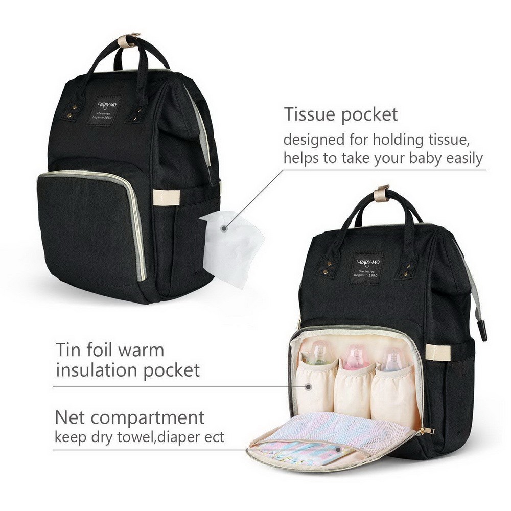 8(499)9387578 Купить сумка рюкзак для мамы с креплениями для коляски и usb черная от  - заказать