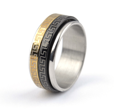 8(499)9387578 Купить кольцо из ювелирной стали 316l 2 цвета с узором от  - заказать