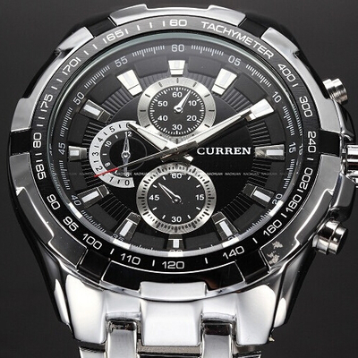 8(499)9387578 Купить (curren) мужские круглые наручные часы серебристый браслет - черные с от  - заказать