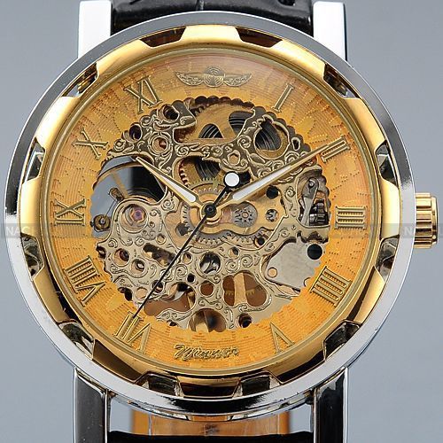 8(499)9387578 Купить (winner) механические часы winner skeleton,черный ремешок-серебристо+золотистый корпус-золотые цифры от  - заказать