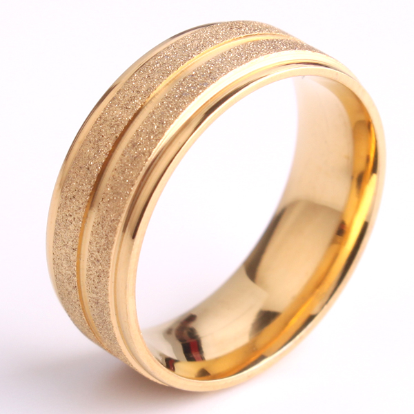 8(499)9387578 Купить кольцо из ювелирной стали 316l с вставками золотого цвета матовое от  - заказать
