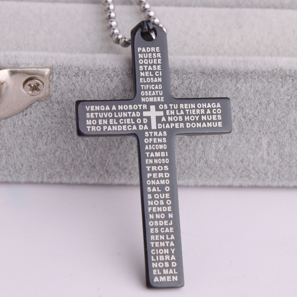 8(499)9387578 Купить библейский крест из ювелирной стали 316l черного цвета от  - заказать