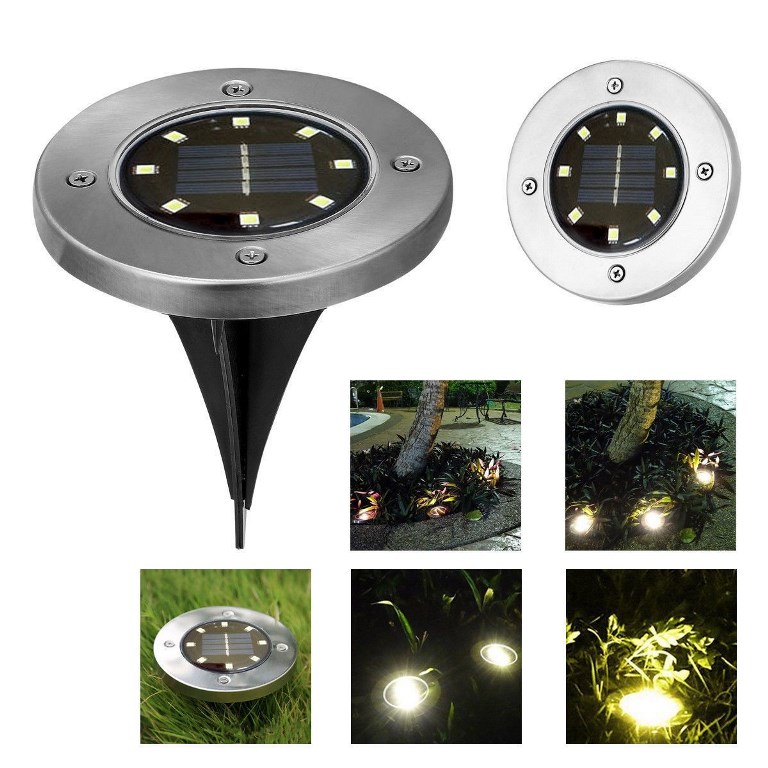 8(499)9387578 Купить беспроводной садовый светодиодный светильник на солнечной батарее disk lights 8 led от  - заказать