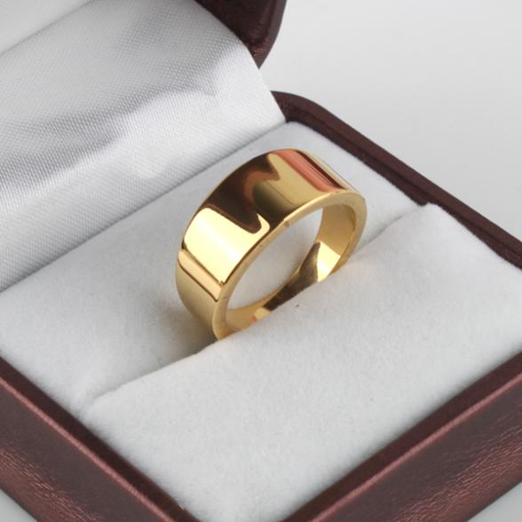 8(499)9387578 Купить широкое кольцо из ювелирной стали 316l золотого цвета от  - заказать