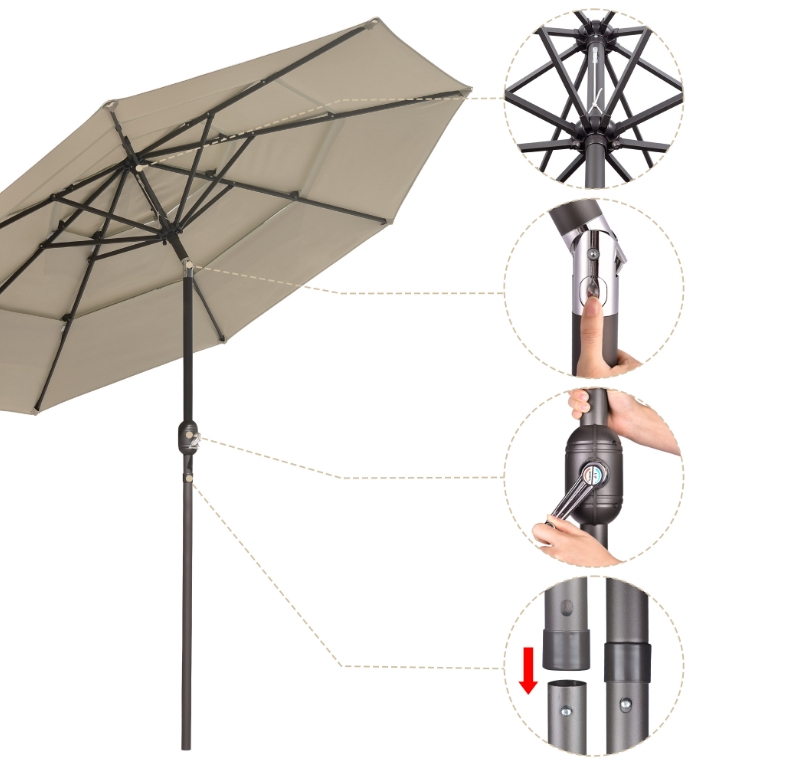 8(499)9387578 Купить зонт садовый 3м с наклоном coolwalk бежевый от  - заказать