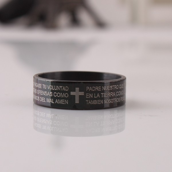 8(499)9387578 Купить библейское кольцо из ювелирной стали 316l черного цвета от  - заказать