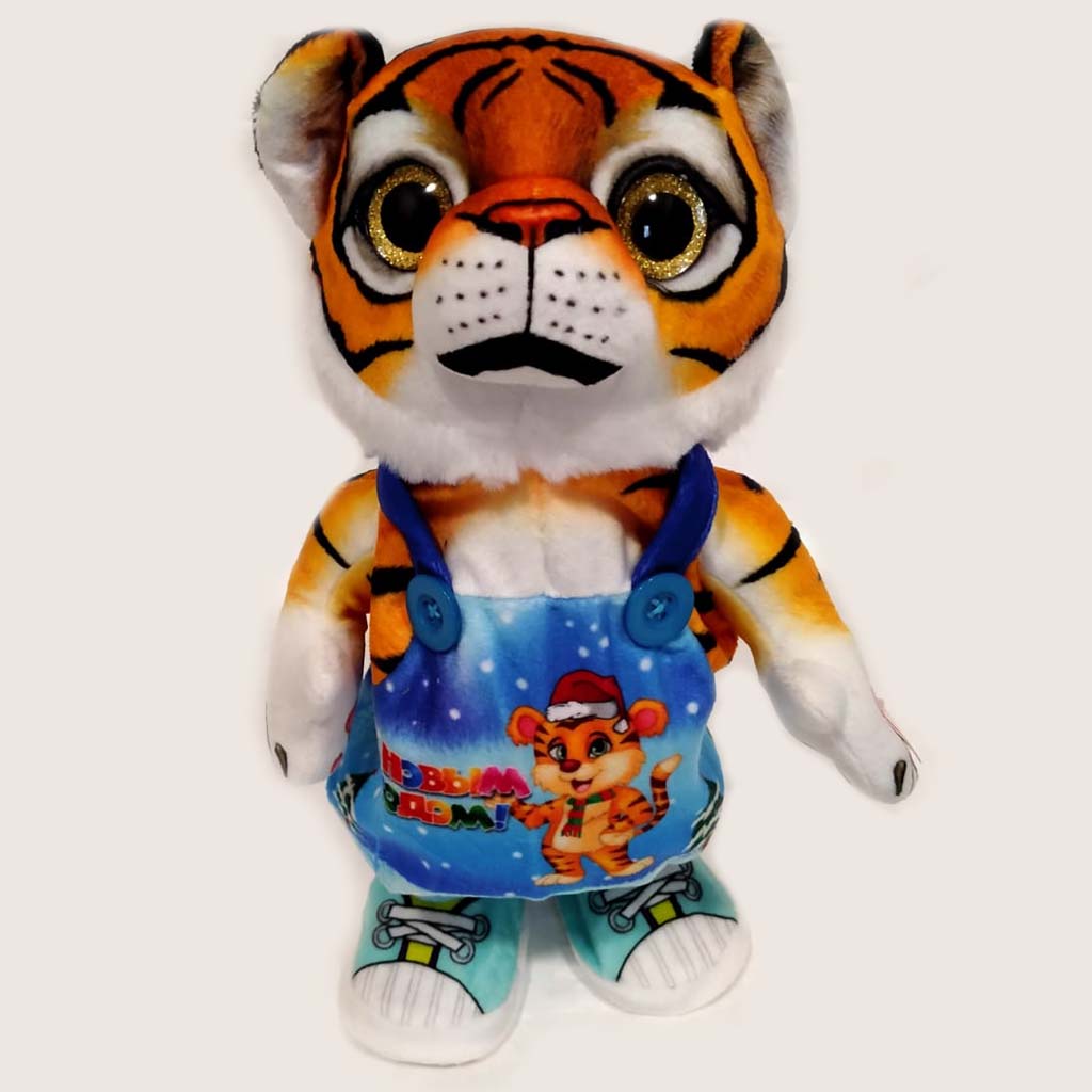 8(499)9387578 Купить игрушка "рыжий тигр" в комбинезоне танцующий и поющий 2 песни от  - заказать