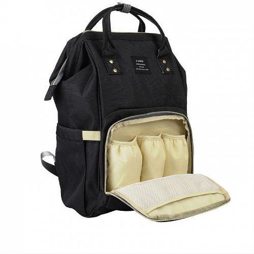 8(499)9387578 Купить сумка-рюкзак для мамы с креплениями для коляски черная от  - заказать