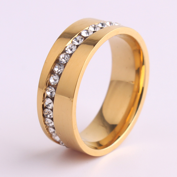 8(499)9387578 Купить кольцо золотого цвета со стразами по диагонали от  - заказать