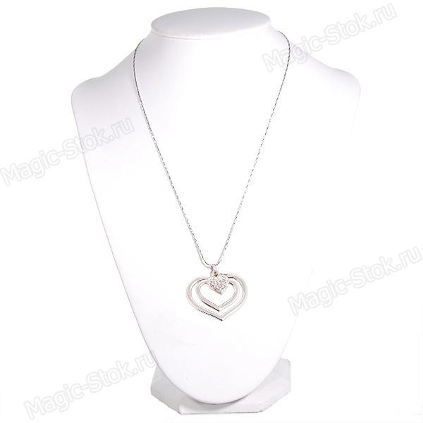 8(499)9387578 Купить тройное сердце с серебряным покрытием + искусственные алмазы от  - заказать