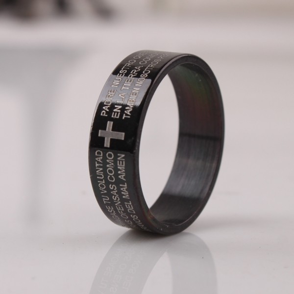 8(499)9387578 Купить библейское кольцо из ювелирной стали 316l черного цвета от  - заказать