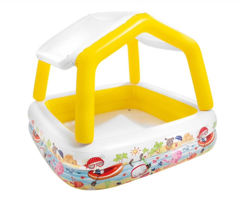 8(499)9387578 Купить детский надувной бассейн intex57470 «аквариум» со съемным навесом 157*157*122 см yellow от 2 680 руб. - заказать