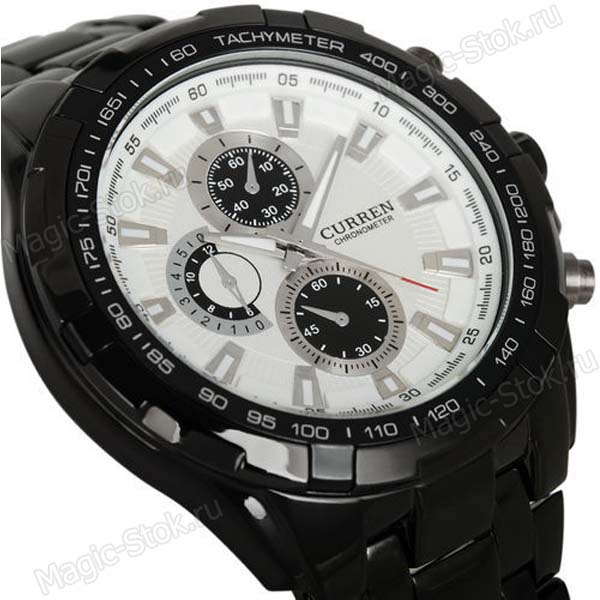8(499)9387578 Купить (curren) мужские круглые наручные часы черный браслет - белые от  - заказать