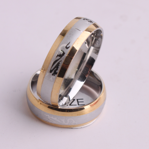8(499)9387578 Купить кольцо 2 цвета с рисунком из ювелирной стали 316l. от  - заказать