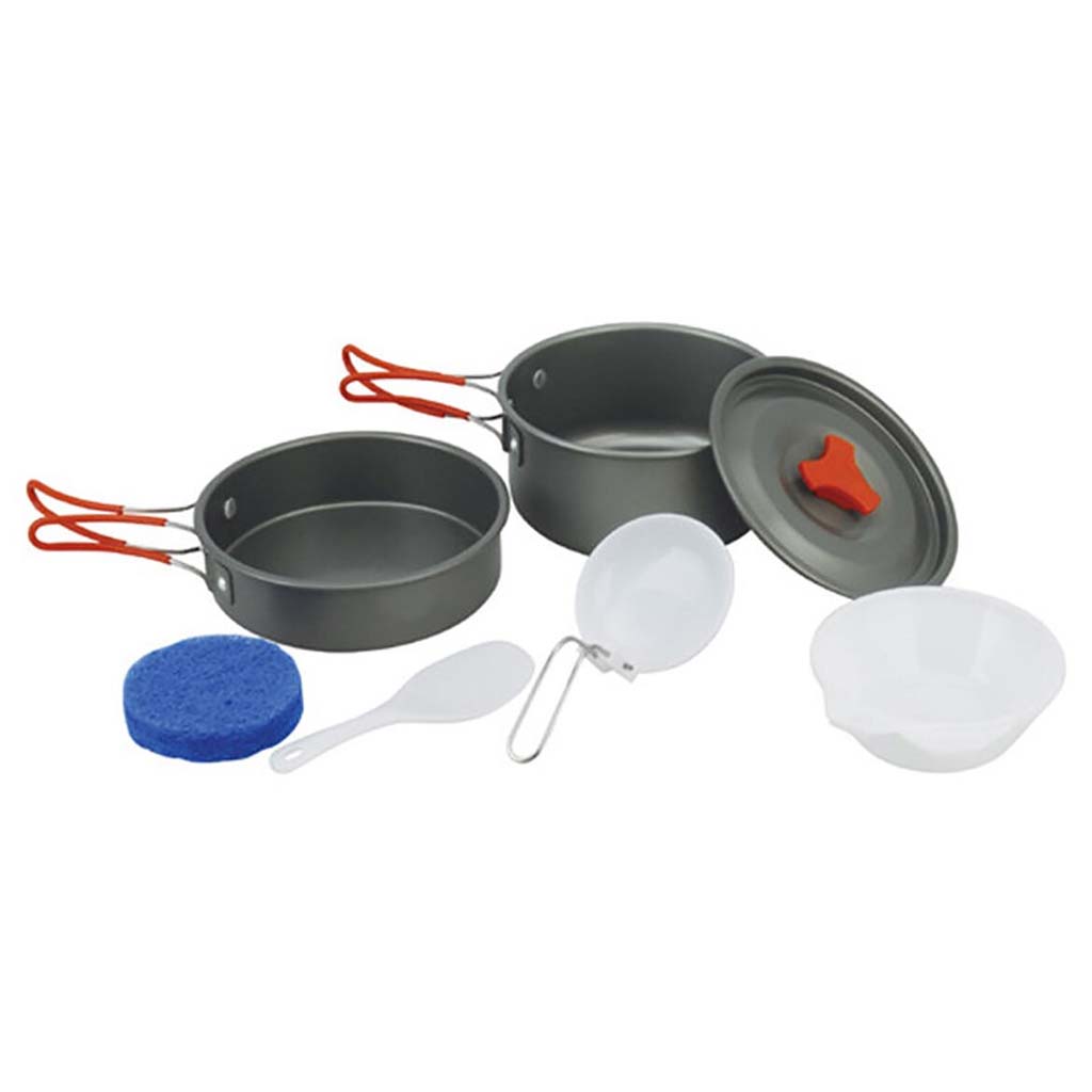 8(499)9387578 Купить кастрюля + сковорода + чашки для кемпинга - набор компактной алюминиевой посуды coolwalk от  - заказать