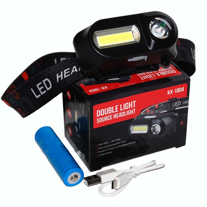 8(499)9387578 Купить налобный аккумуляторный фонарь светодиодный led double light sourge headlight c usb зарядкой от  - заказать