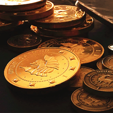 8(499)9387578 Купить набор из 3 монет в футлярах, золотая монета, серебряная монета, бронзовая монета, в подарочном мешочке (банк gringotts) от  - заказать