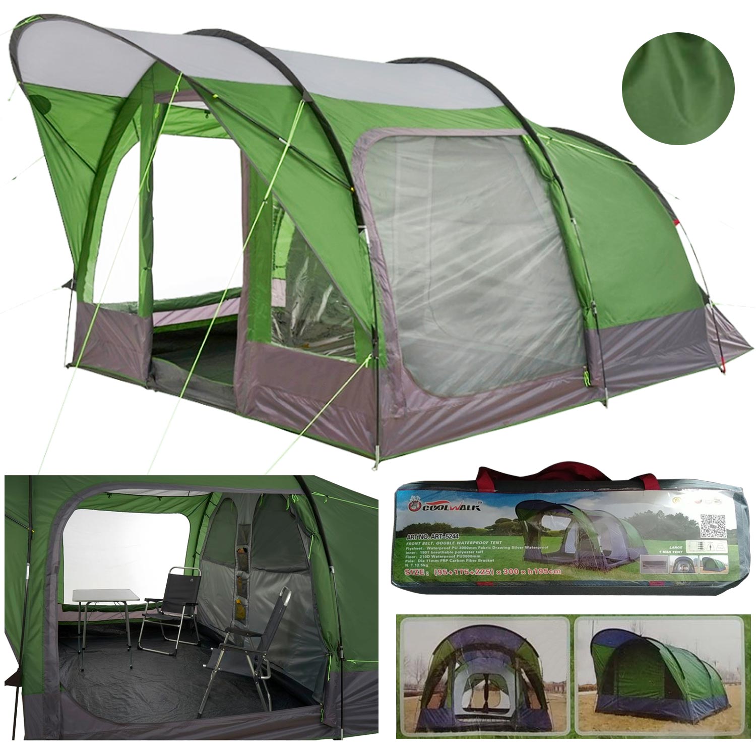 8(499)9387578 Купить палатка 4-местная высокая с увеличенным и закрытым тамбуром, и козырьком coolwalk (495х300х195см) от  - заказать