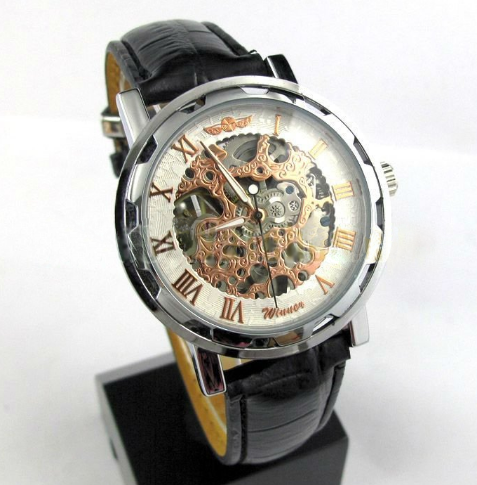 8(499)9387578 Купить (winner) автоматические, элегантные, позолоченные наручные часы winner skeleton из нержавеющей стали, прозрачный циферблат, черный  ремешок от  - заказать