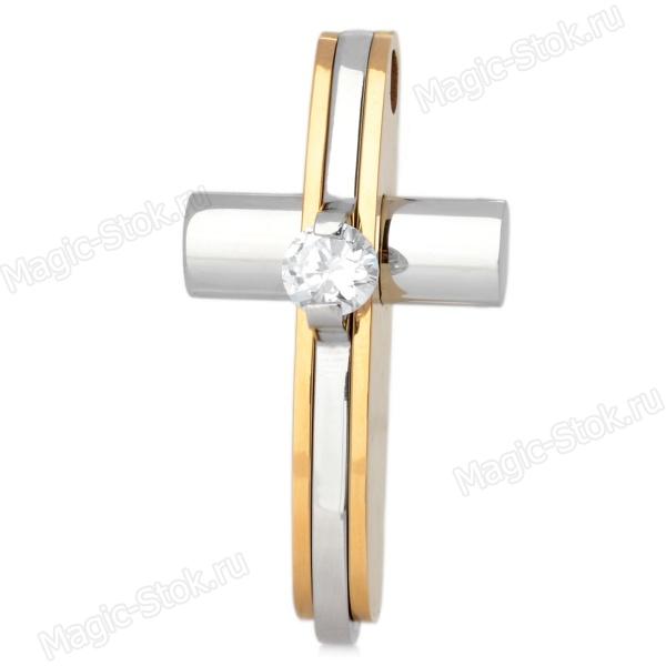 8(499)9387578 Купить модный кулон крест из нержавеющей стали цвет- серебро+золото от  - заказать
