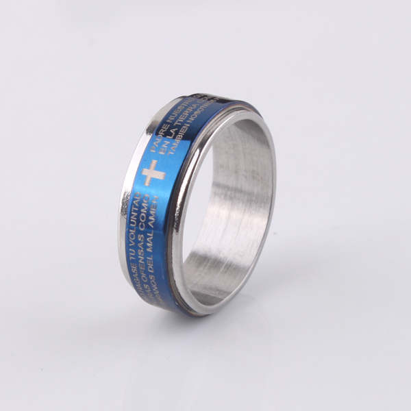 8(499)9387578 Купить библейское кольцо из ювелирной стали 316l синее от  - заказать