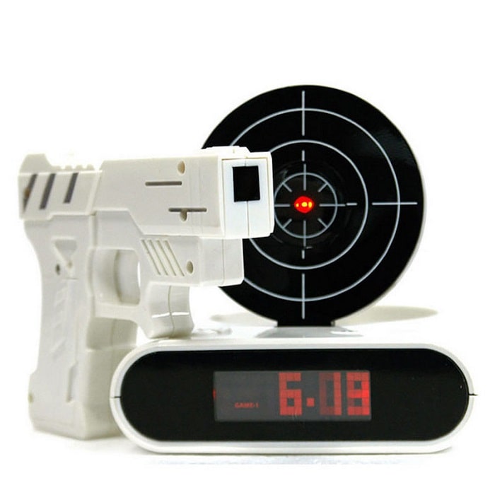 8(499)9387578 Купить будильник gun alarm clock с мишенью и лазерным пистолетом white от 1 920 руб. - заказать